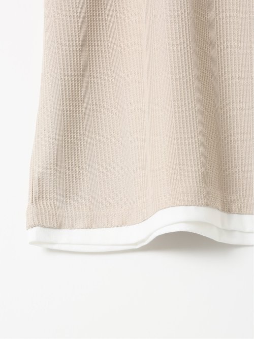 Tシャツ メンズ 半袖 ストレッチ クルーネック レイヤード風 ストライプ ワッフル クリエーションキューブ/CREATION CUBE
