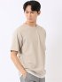 Tシャツ メンズ 半袖 ストレッチ クルーネック レイヤード風 ストライプ ワッフル クリエーションキューブ/CREATION CUBE
