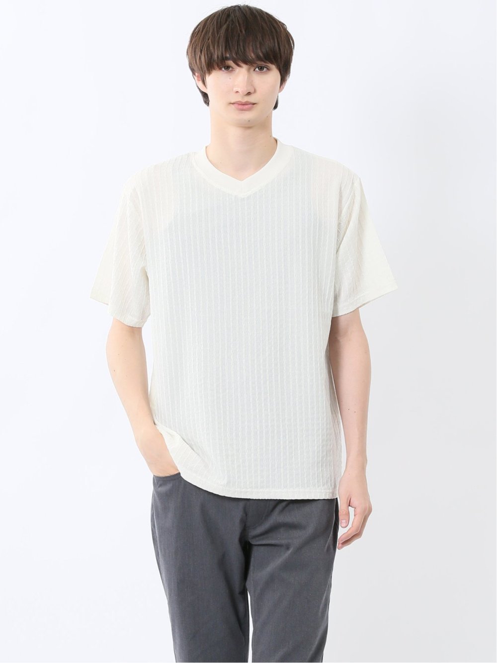 ドビー天竺 Vネック半袖Tシャツ