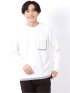 Tシャツ メンズ 長袖 ストレッチ クルーネック フェイクレイヤード 胸ポケット ニット風 ジャガード