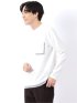 Tシャツ メンズ 長袖 ストレッチ クルーネック フェイクレイヤード 胸ポケット ニット風 ジャガード