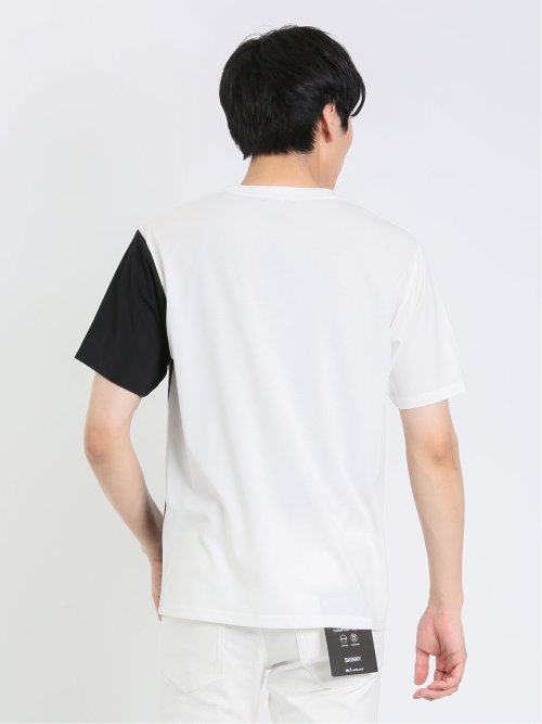 接触冷感 切替クルーネック半袖Tシャツ