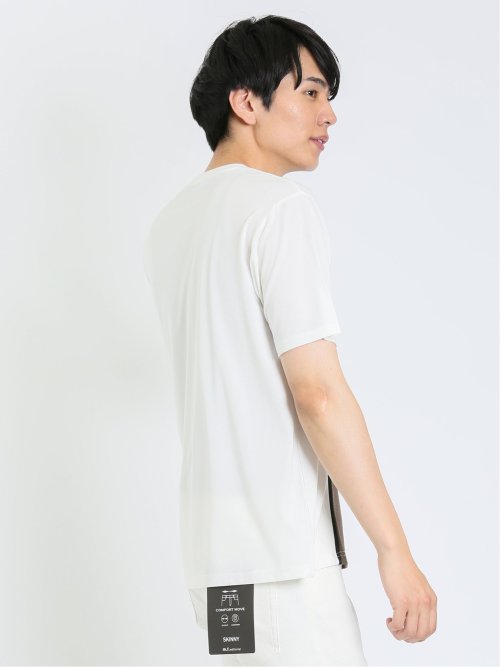 接触冷感 切替クルーネック半袖Tシャツ