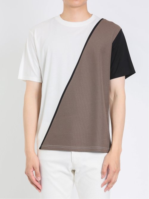 接触冷感 切替クルーネック半袖Tシャツ