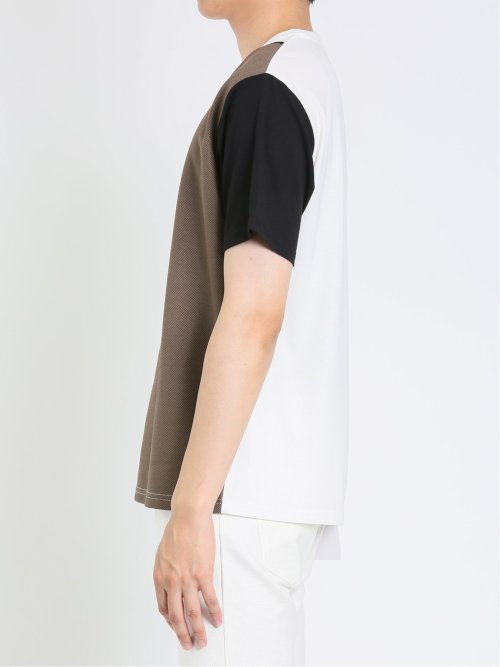 接触冷感 切替クルーネック半袖Tシャツ