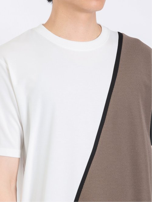 接触冷感 切替クルーネック半袖Tシャツ