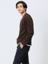 ヘリンボンジャガード フェイクVネック長袖Tシャツ