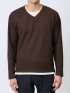 ヘリンボンジャガード フェイクVネック長袖Tシャツ