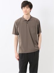 接触冷感 シャドーストライプ 半袖ポロシャツ