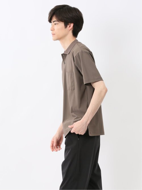 接触冷感 シャドーストライプ 半袖ポロシャツ