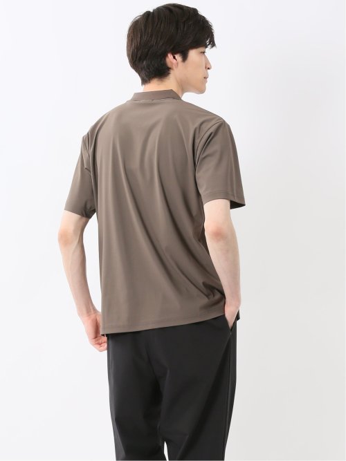 接触冷感 シャドーストライプ 半袖ポロシャツ