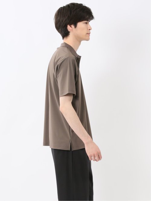 接触冷感 シャドーストライプ 半袖ポロシャツ