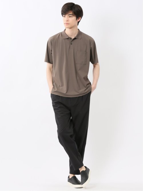 接触冷感 シャドーストライプ 半袖ポロシャツ