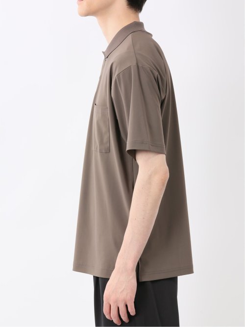 接触冷感 シャドーストライプ 半袖ポロシャツ