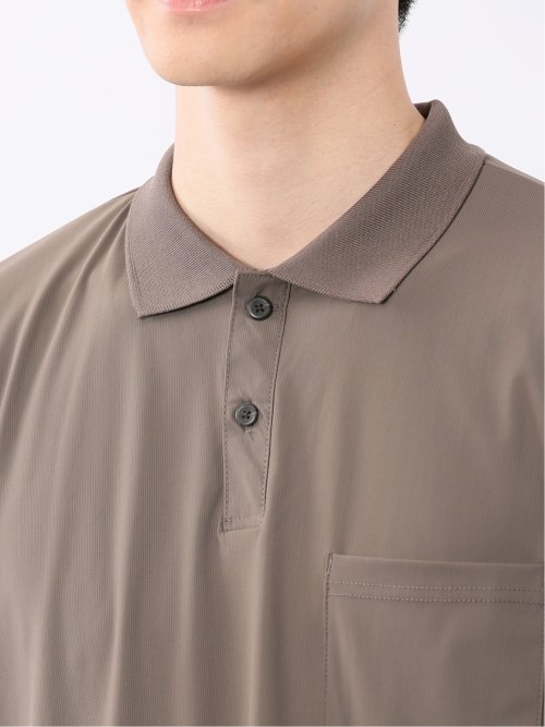 接触冷感 シャドーストライプ 半袖ポロシャツ