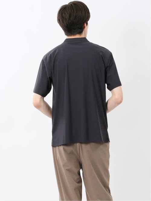 接触冷感 シャドーストライプ 半袖ポロシャツ