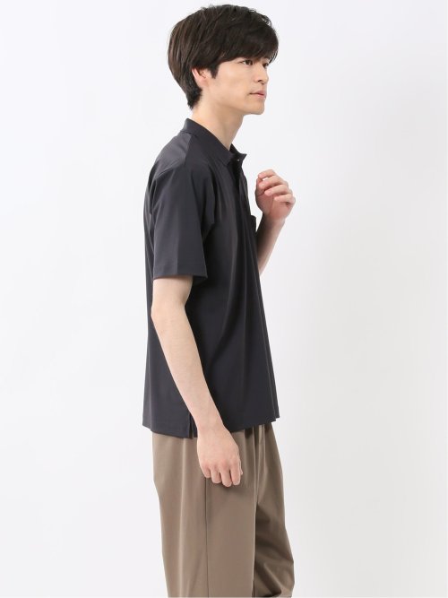 接触冷感 シャドーストライプ 半袖ポロシャツ