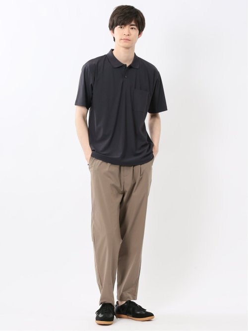 接触冷感 シャドーストライプ 半袖ポロシャツ