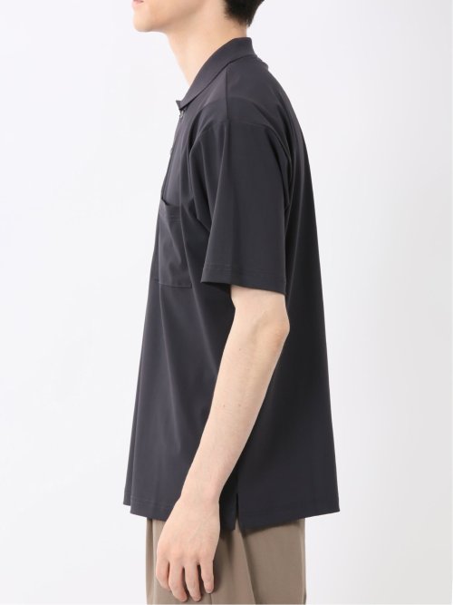 接触冷感 シャドーストライプ 半袖ポロシャツ