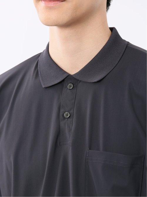 接触冷感 シャドーストライプ 半袖ポロシャツ