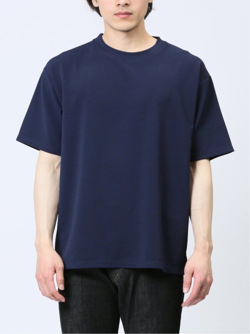 ふくれストライプ クルーネック半袖Tシャツ