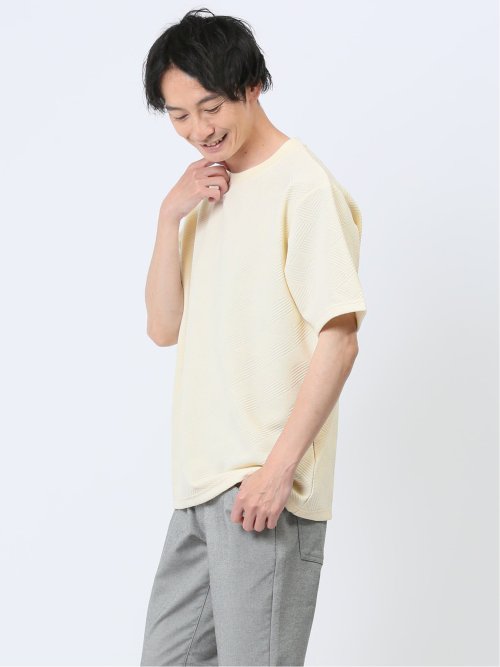 ふくれジャガード クルーネック半袖Tシャツ