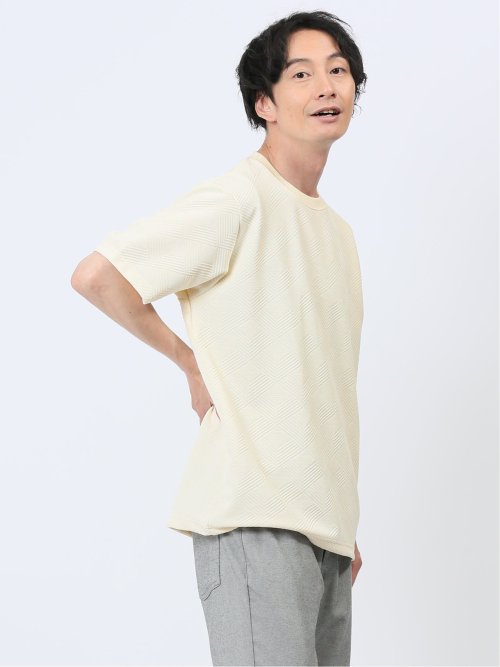 ふくれジャガード クルーネック半袖Tシャツ