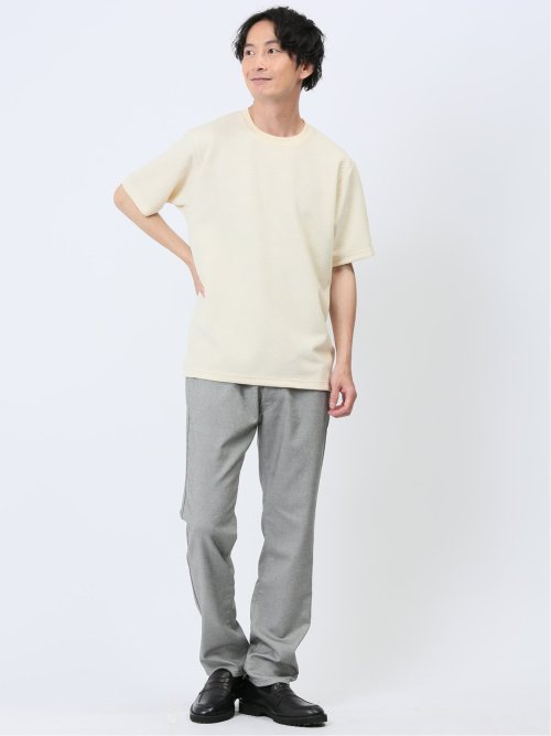 ふくれジャガード クルーネック半袖Tシャツ