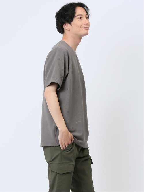 ふくれジャガード クルーネック半袖Tシャツ