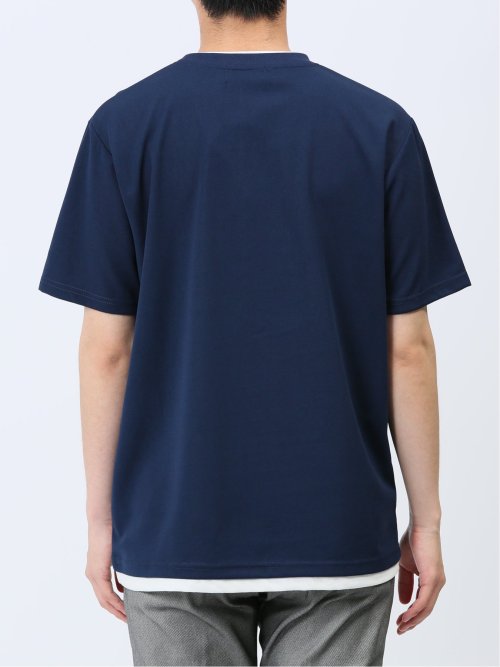 梨地 フェイククルーネック半袖Tシャツ