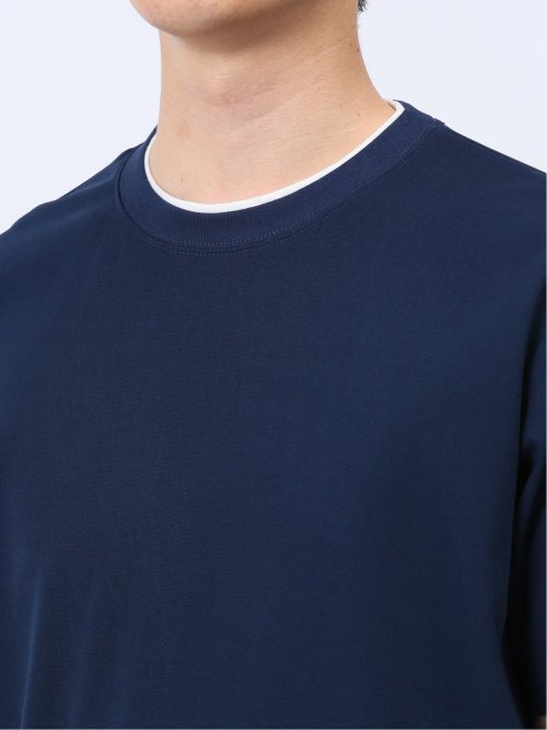 梨地 フェイククルーネック半袖Tシャツ