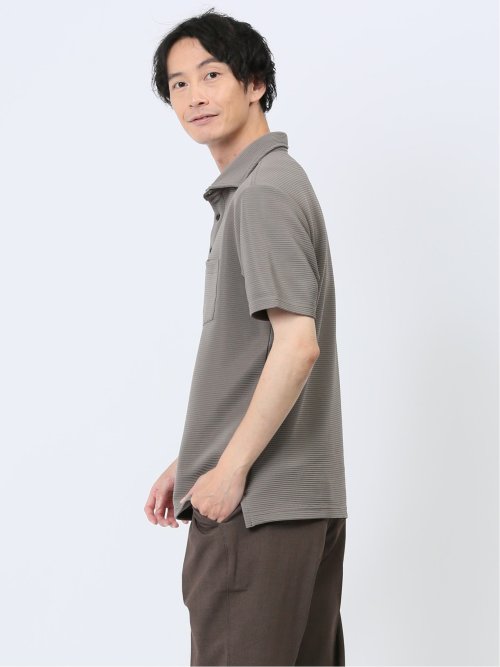 リップルボーダー 半袖ポロシャツ
