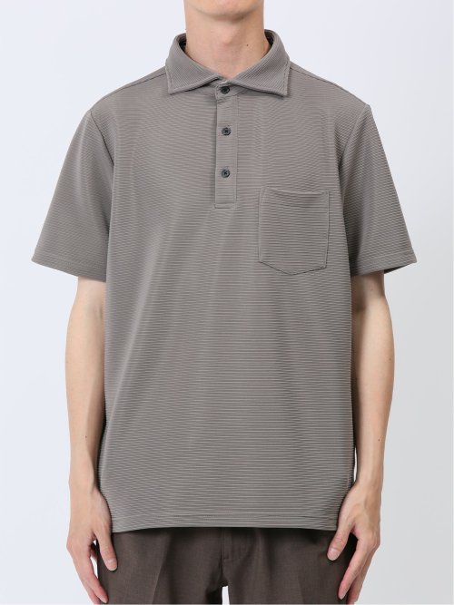リップルボーダー 半袖ポロシャツ