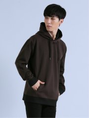 ダンボール リブ配色切替 長袖プルパーカー