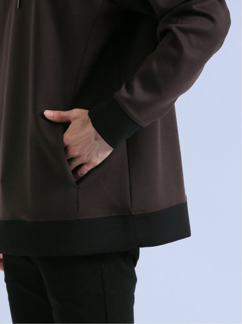 ダンボール リブ配色切替 長袖プルパーカー