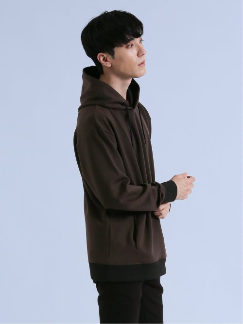 ダンボール リブ配色切替 長袖プルパーカー