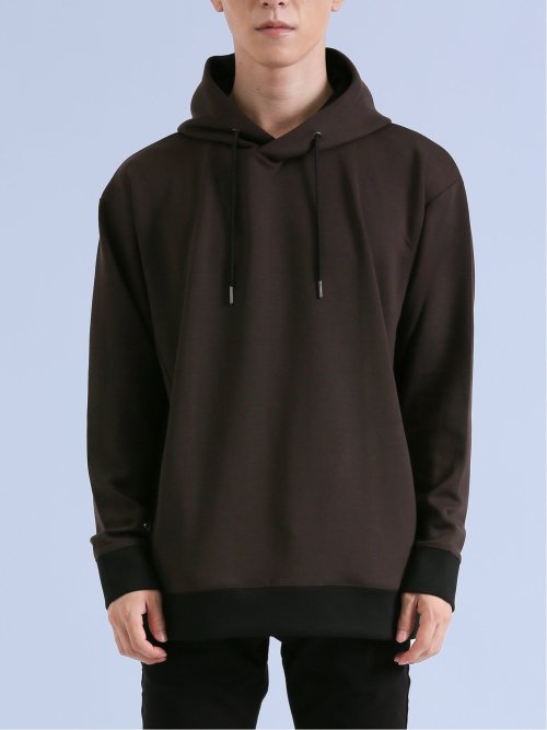 ダンボール リブ配色切替 長袖プルパーカー