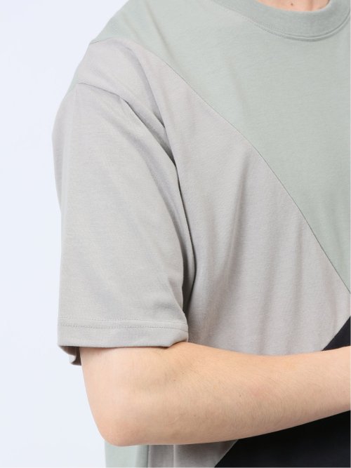 斜め切替 クルーネック半袖Tシャツ