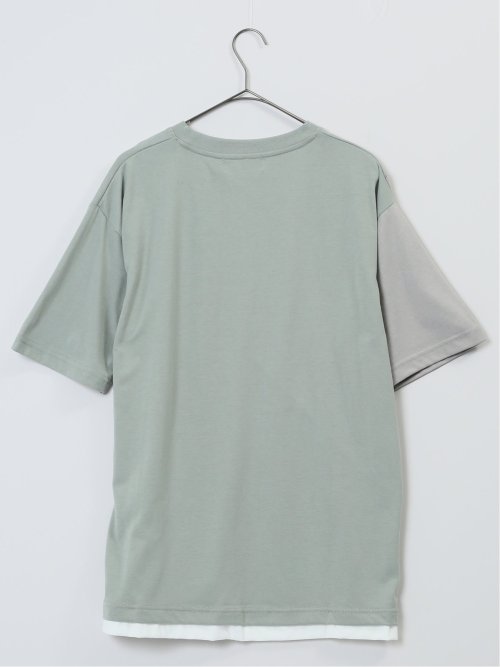 斜め切替 クルーネック半袖Tシャツ