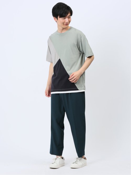 斜め切替 クルーネック半袖Tシャツ