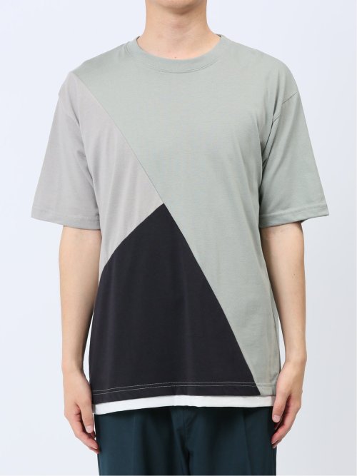 斜め切替 クルーネック半袖Tシャツ