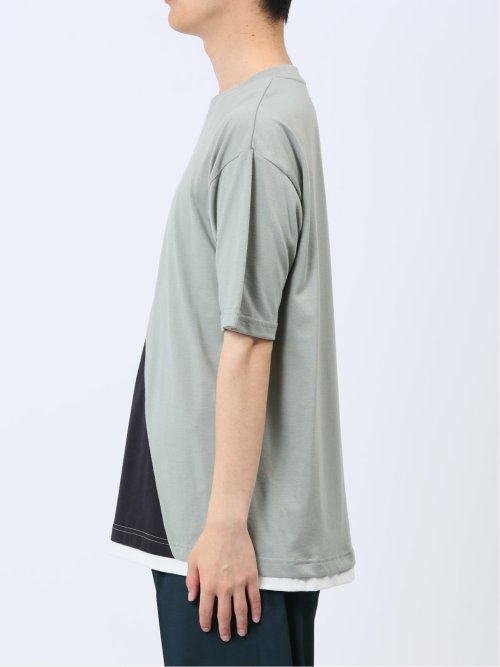 斜め切替 クルーネック半袖Tシャツ