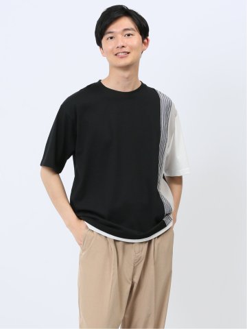 縦切替 クルーネック半袖Tシャツ