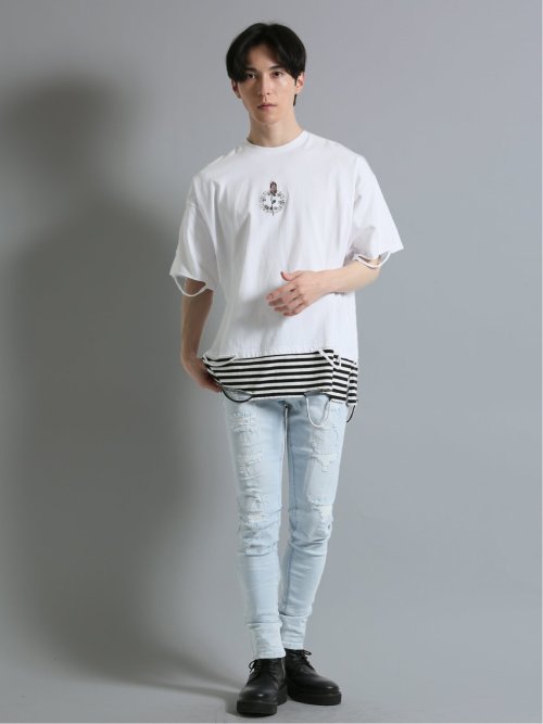 フェイクレイヤード クルーネック半袖BIGＴシャツ