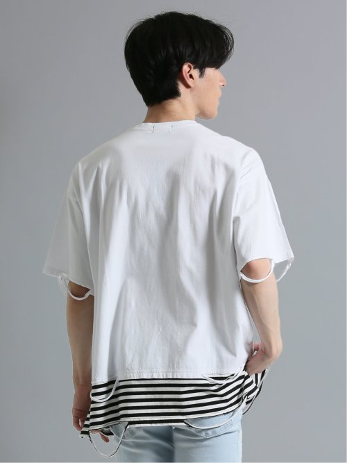 フェイクレイヤード クルーネック半袖BIGＴシャツ