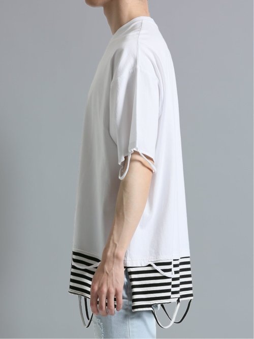 フェイクレイヤード クルーネック半袖BIGＴシャツ