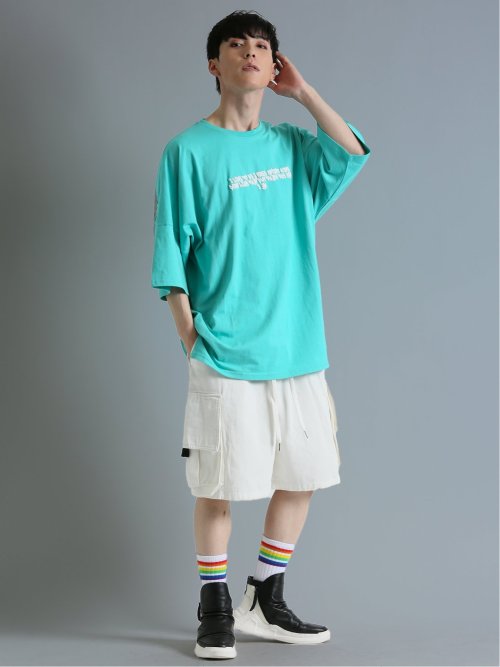 発泡プリント ドルマン半袖BIGＴシャツ