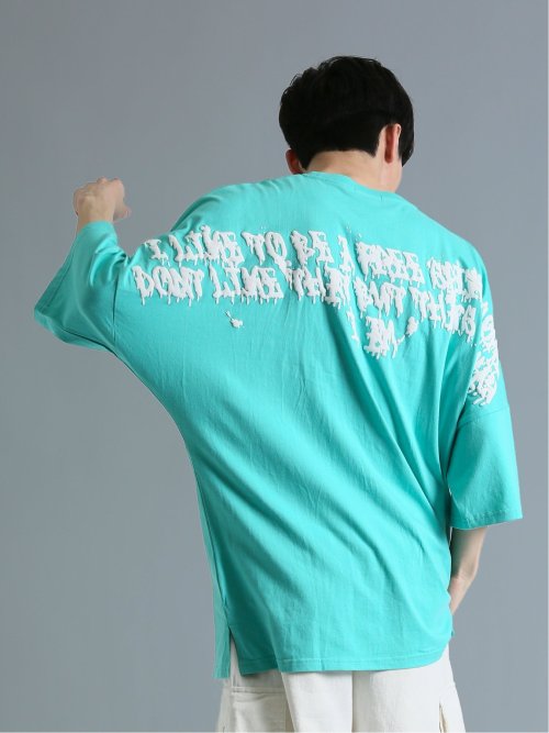 発泡プリント ドルマン半袖BIGＴシャツ