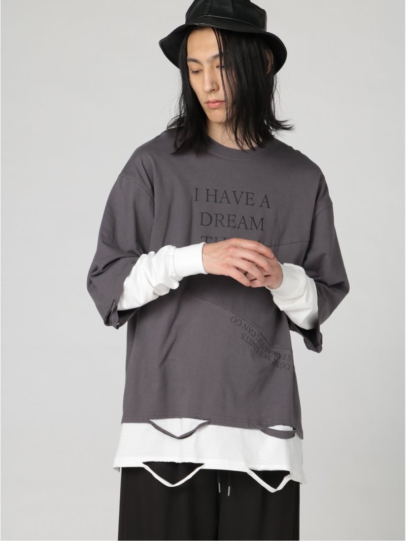 フェイクレイヤード グランジ加工 長袖ルーズtシャツ M 06グレー トップス Taka Q Online Shop タカキューオンラインショップ 公式通販