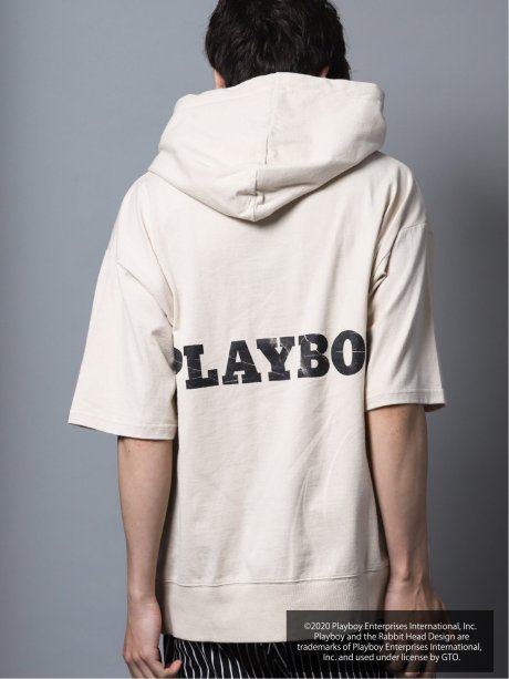 プレイボーイ Playboy別注 天竺バックロゴbig半袖プルパーカー M 33ベージュ トップス Taka Q Online Shop タカキューオンラインショップ 公式通販